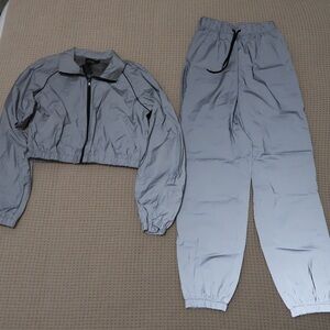 Forever 21 Light Gray Track Pants and Jacket Set